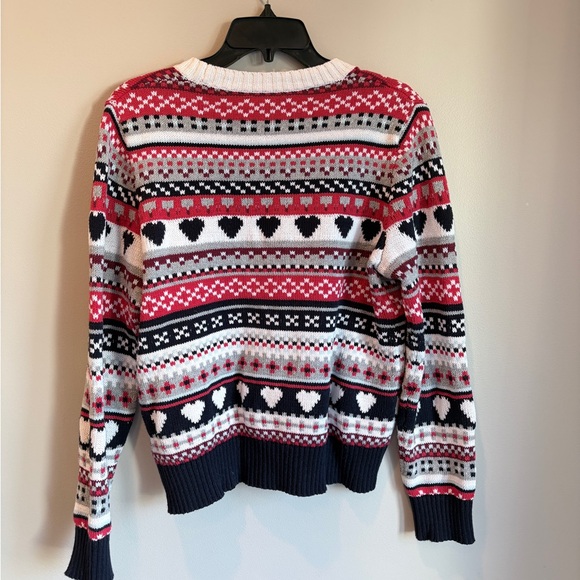 J.Crew Mercantile Women's Fair Isle Crewneck Sweater heart pattern Size Large - Picture 4 of 5